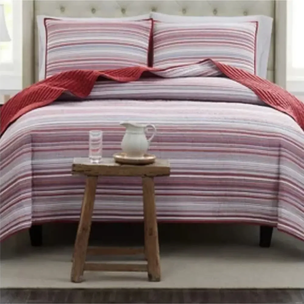 MODERN SOUTHERN HOME NWT KING BRIDGETOWN STRIPE MINI QUILT SET
